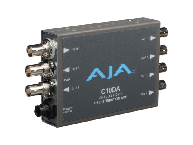 AJA C10DA-R0 1x6 Analog Video Distribution Amplifier / NTSC / PAL / Tri-Level Reference / Gain Adj