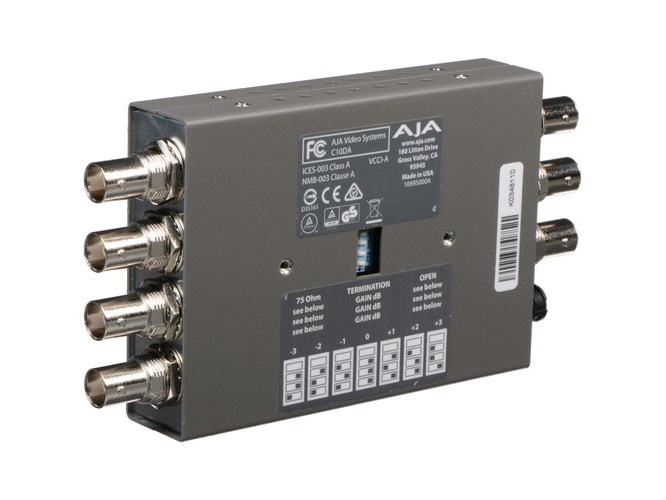 AJA C10DA-R0 1x6 Analog Video Distribution Amplifier / NTSC / PAL / Tri-Level Reference / Gain Adj - Image 2