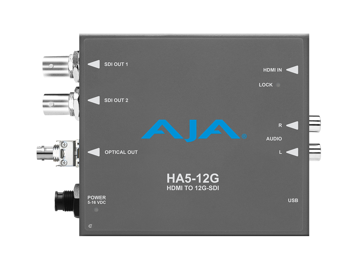 AJA HA5-12G-T-ST HDMI 2.0 to 12G-SDI Converter / ST Fiber Tx / 4K60 4:4:4 8-CH Audio