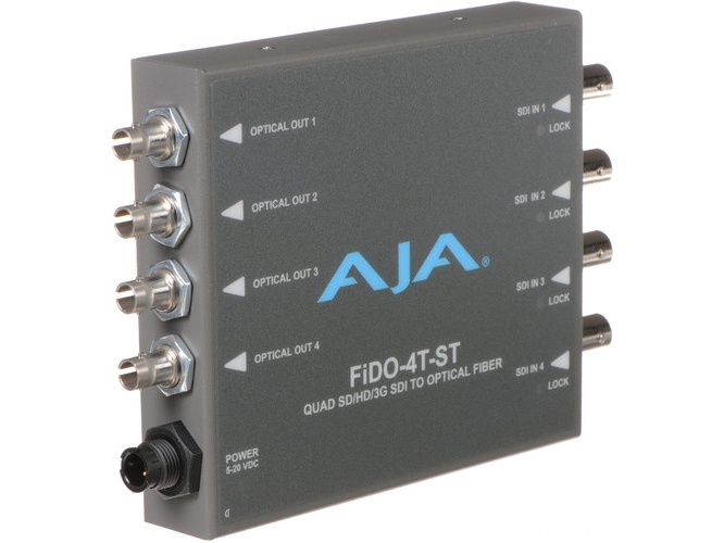 AJA FIDO-4T-ST-R0 4-Channel 3G-SDI to Single Mode ST Fiber Transmitter / 10 km / 1310 nm