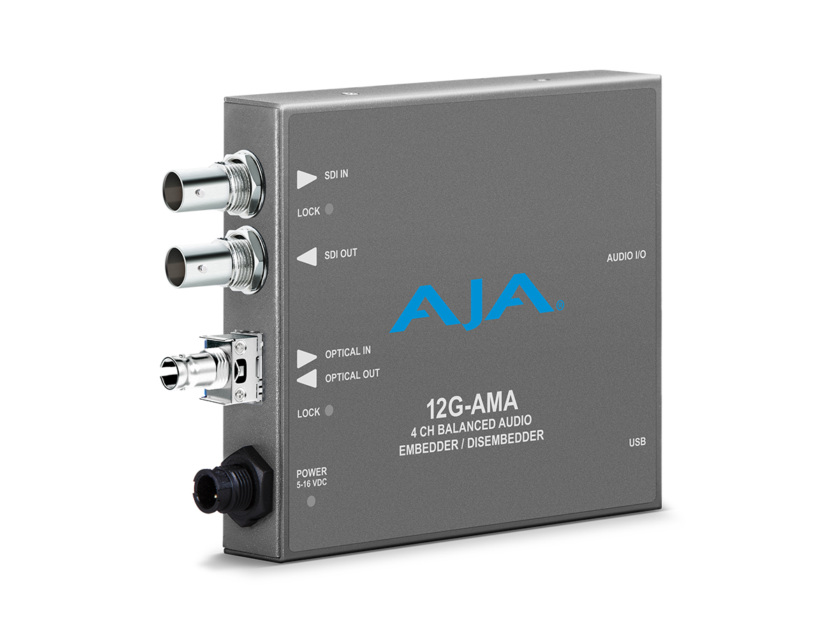 AJA 12G-AMA-T-ST 4-Channel 12G-SDI Analog Audio Embedder/Disembedder ST Fiber Transmitter 4K/UltraHD