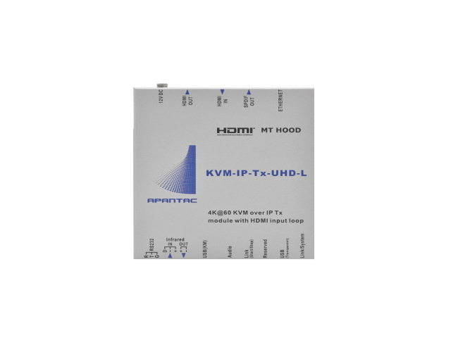 Apantac KVM-IP-Tx-UHD-L+POE KVM Transmitter /  HDMI with Looping Input / Up to 170 meters (Point to point) / PoE