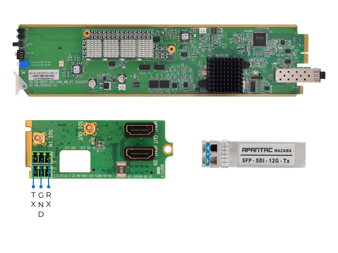 Apantac OG-DA-HDTV-SDI-UHD-SET-2 HDMI 2.0 to SDI Converter Set (Main Board / Rear Module / SFP-SDI-12G-Tx)
