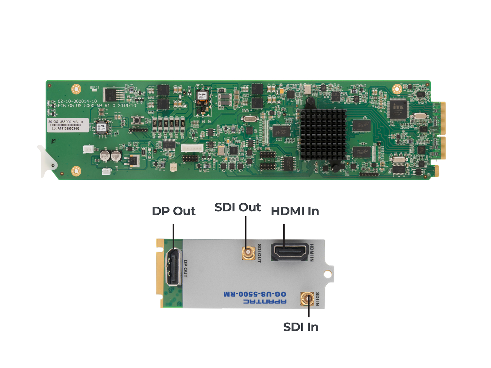 Apantac OG-US-5500-SET-1 OpenGear Universal Scaler with Genlock HDMI 2.0 / SDI to Display Port Set (Main Board / Rear Module)
