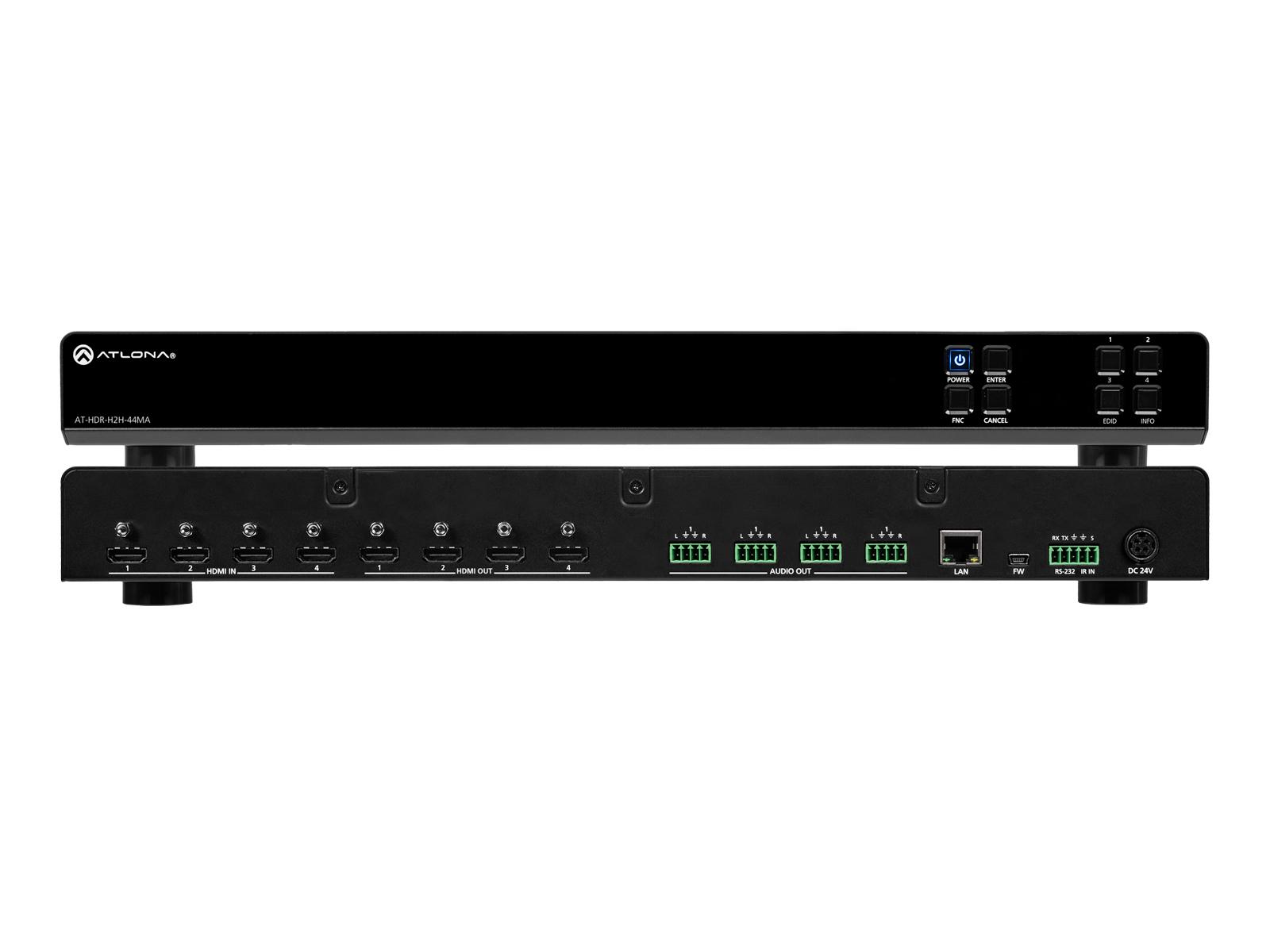 Atlona AT-HDR-H2H-44MA 4x4 4K HDR HDMI Matrix Switcher / HDCP 2.2 / 18 Gbps / TCP/IP RS-232 / IR