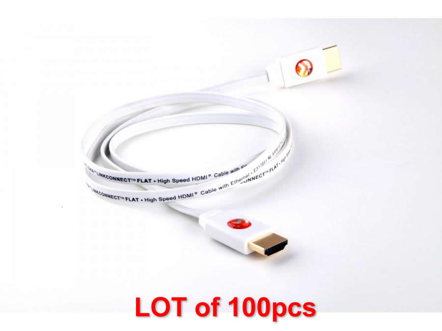 Atlona AT-LCF-16_L100 16ft Flat High Speed 1080P HDMI Cable for HDTV ROKU PS4 XBOX One LED LCD LOT of 100pcs