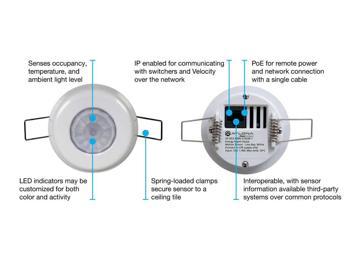 Atlona AT-OCS-900N Network-Enabled Occupancy Sensor / PIR / PoE / Temp / Ambient Light / MQTT - Image 4