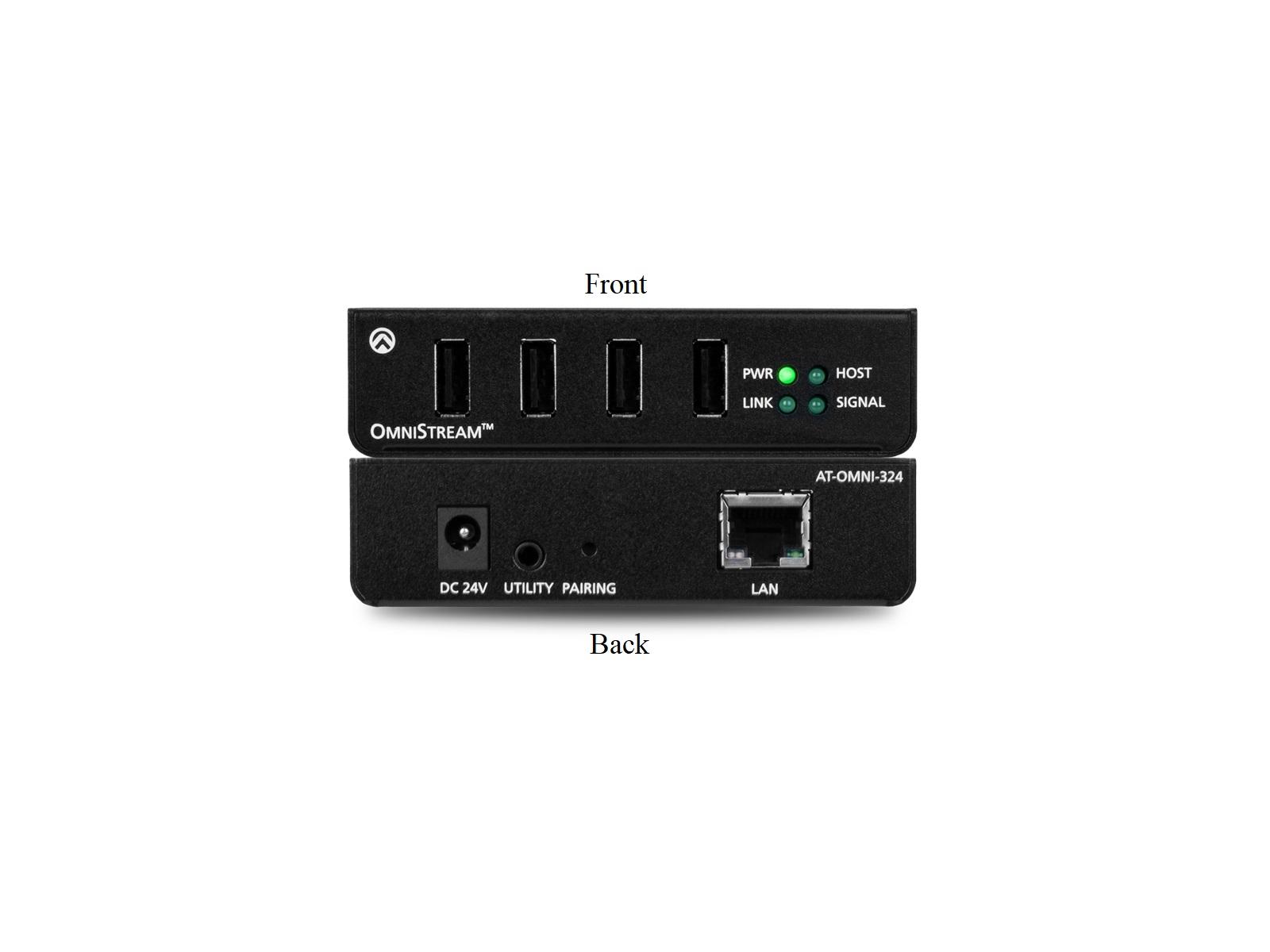 Atlona AT-OMNI-324 IP to USB Adapter / 4-Port USB Hub / USB 2.0 480 Mbps / Gigabit Ethernet
