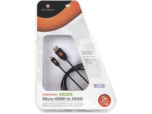 Atlona AT-LCM-9_L100 9ft LinkConnect High Speed Micro HDMI to HDMI Cable with Ethernet LOT of 100pcs - Image 3