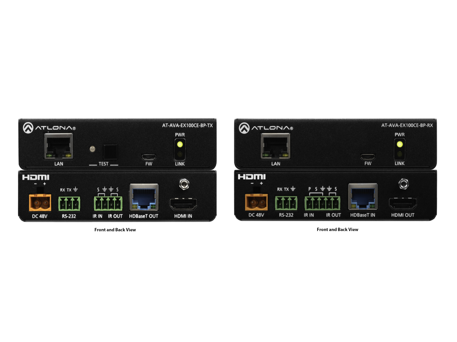 Atlona AT-AVA-EX100CE-BP-KIT HDBaseT 4K UHD HDMI Extender Kit 330 ft / ARC / Ethernet / RS-232 / Bidirectional Power