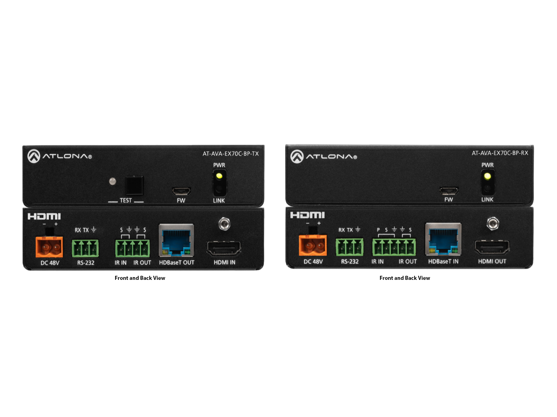 Atlona AT-AVA-EX70C-BP-KIT HDBaseT Extender Kit 4K/UHD 60Hz 4:2:0 130ft ARC RS-232 / IR / Bidirectional Power