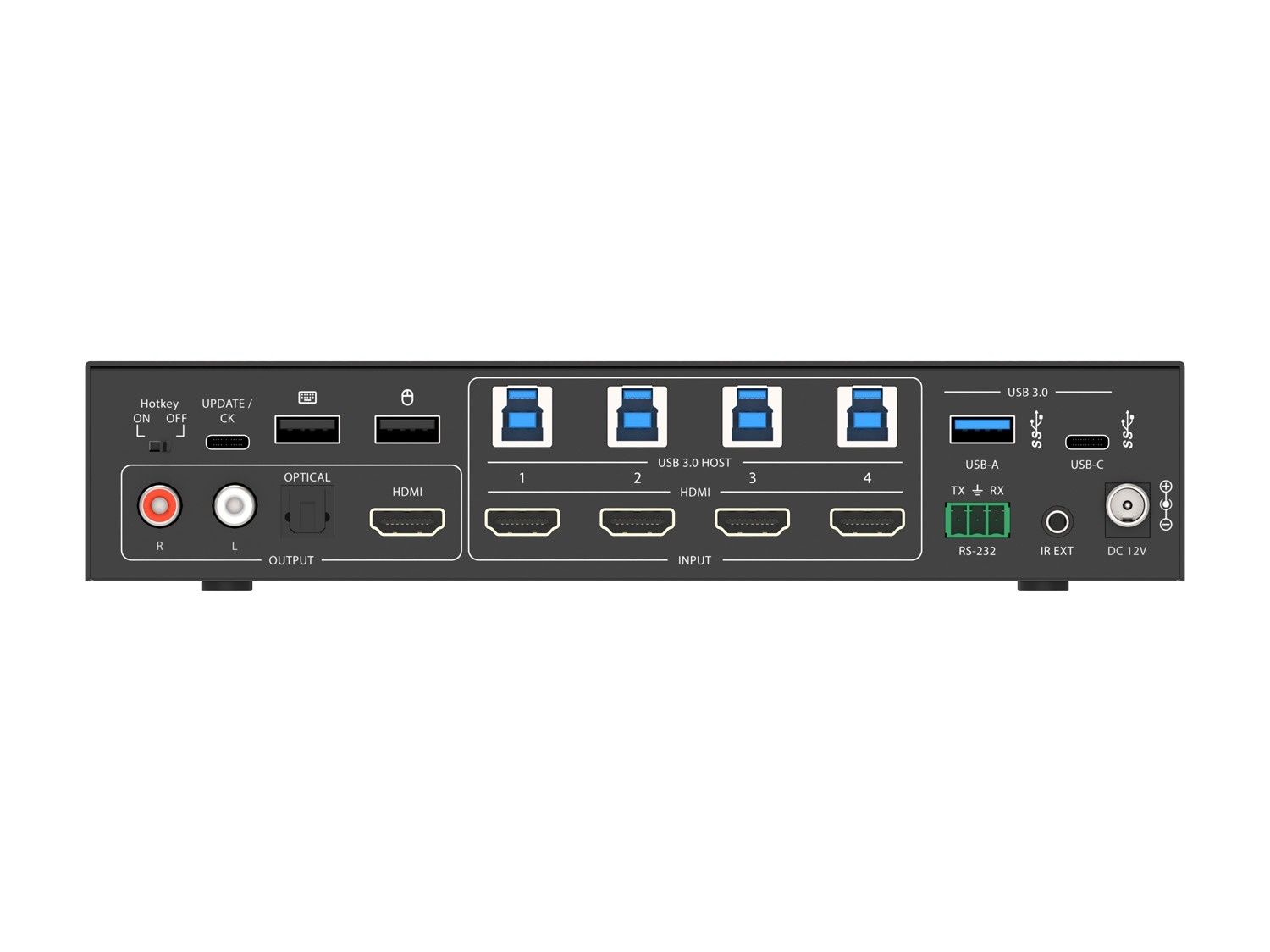 BZBGEAR BG-UHD-KVM41MV 4K UHD 4x1 Seamless Video & USB 3.0 KVM Switcher with Multiview/Hotkey Switching/IR Control - Image 3