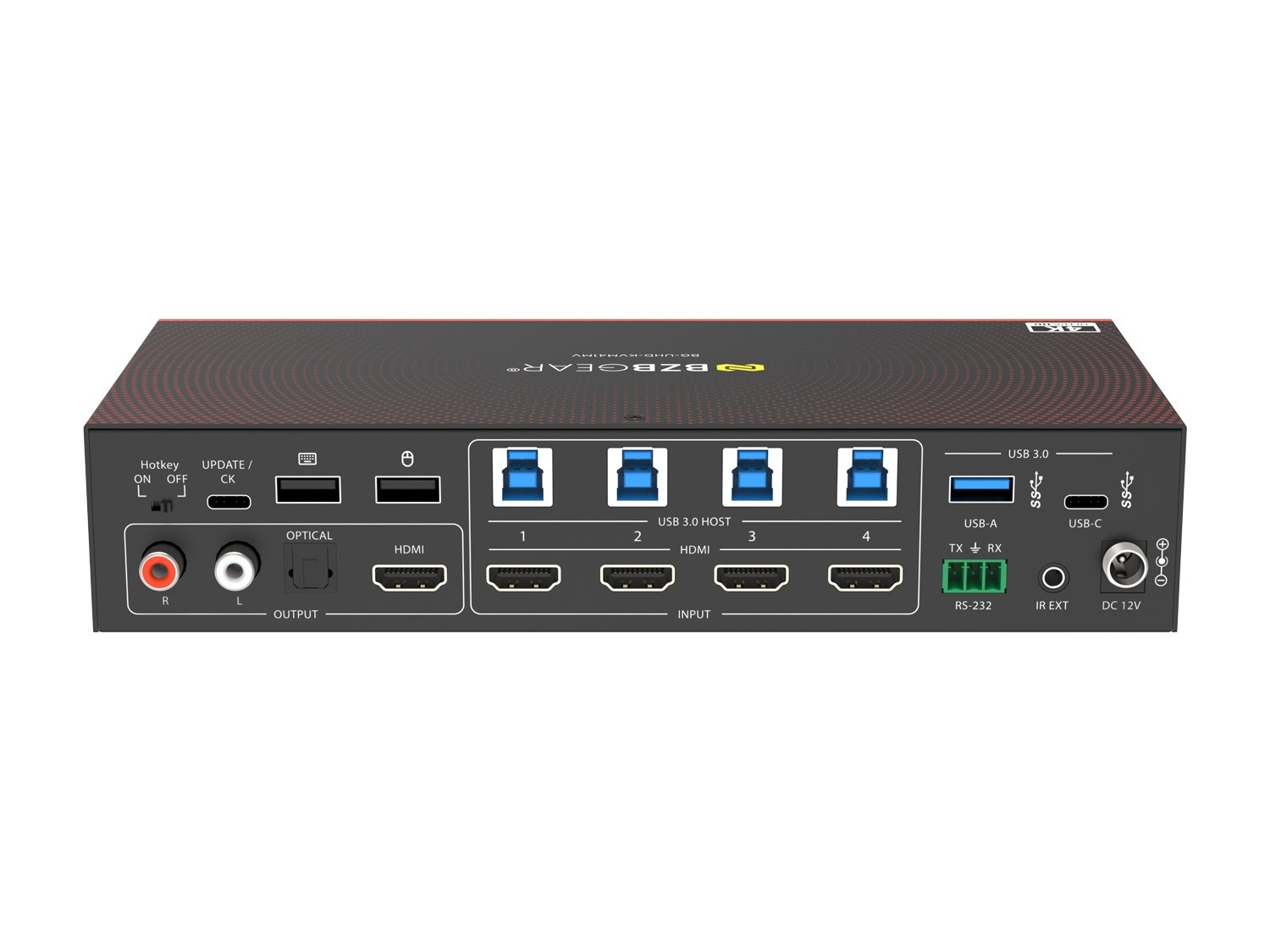 BZBGEAR BG-UHD-KVM41MV 4K UHD 4x1 Seamless Video & USB 3.0 KVM Switcher with Multiview/Hotkey Switching/IR Control - Image 5
