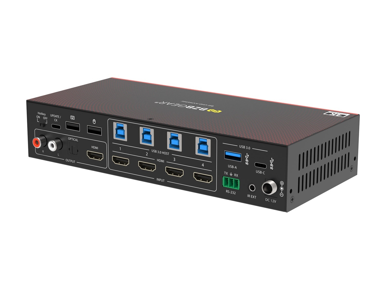 BZBGEAR BG-UHD-KVM41MV 4K UHD 4x1 Seamless Video & USB 3.0 KVM Switcher with Multiview/Hotkey Switching/IR Control - Image 7