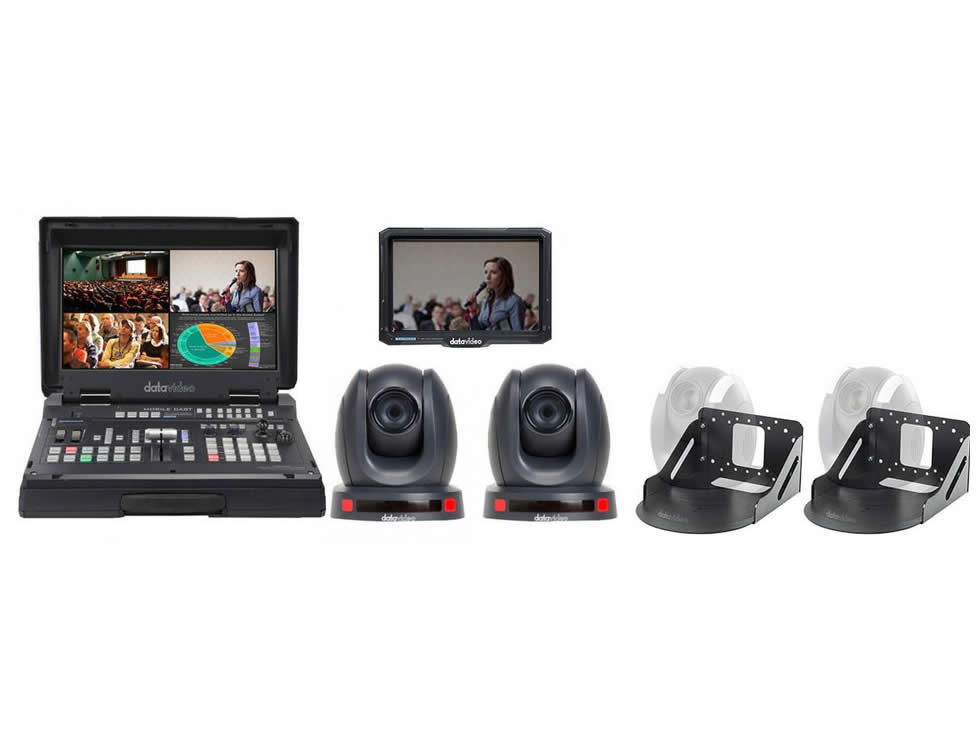 Datavideo EZ STREAMING PACKAGE C-AT HDBaseT PTZ Camera Package/7in 4K Monitor/Streaming Studio
