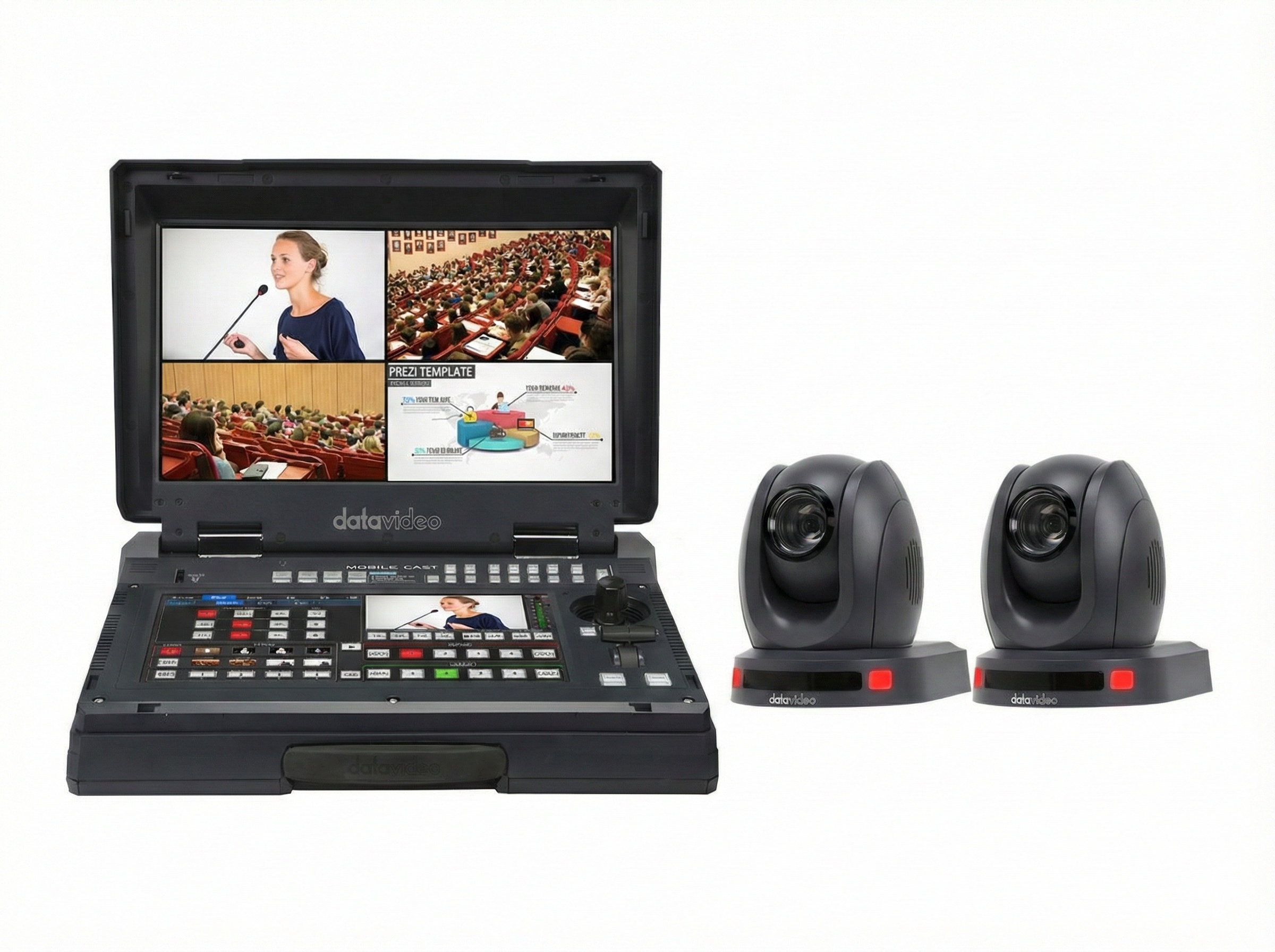 Datavideo EZ STREAM AI 20X HDBaseT Auto Tracking PTZ Package 20x Optical Zoom / 14in Touchscreen Controller / Recorder (Black)