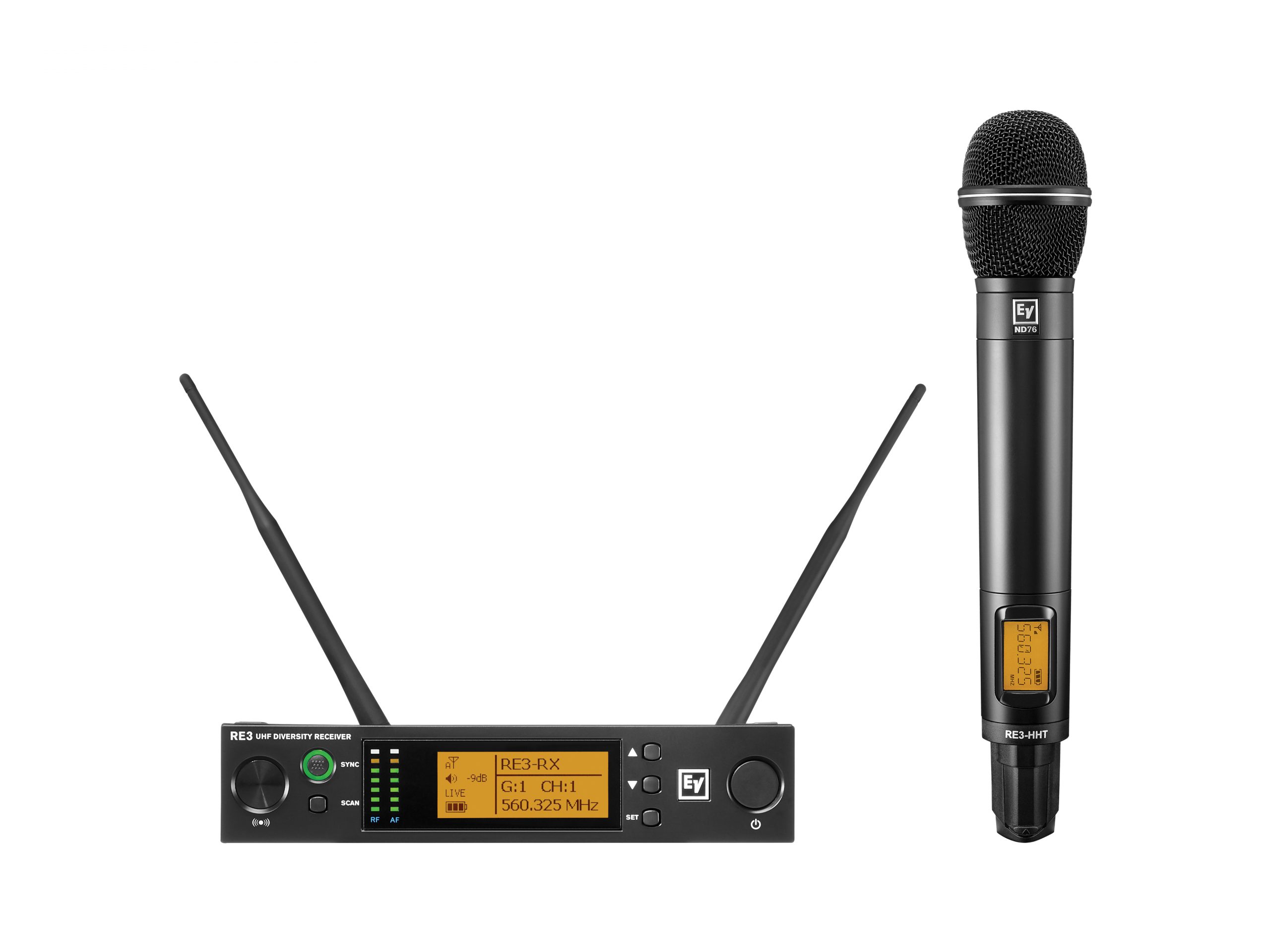 Electro-Voice RE3-ND76-5H Handheld Wireless Set ND76 Head 560-596 MHz 10mW/50mW Diversity Receiver - Image 2