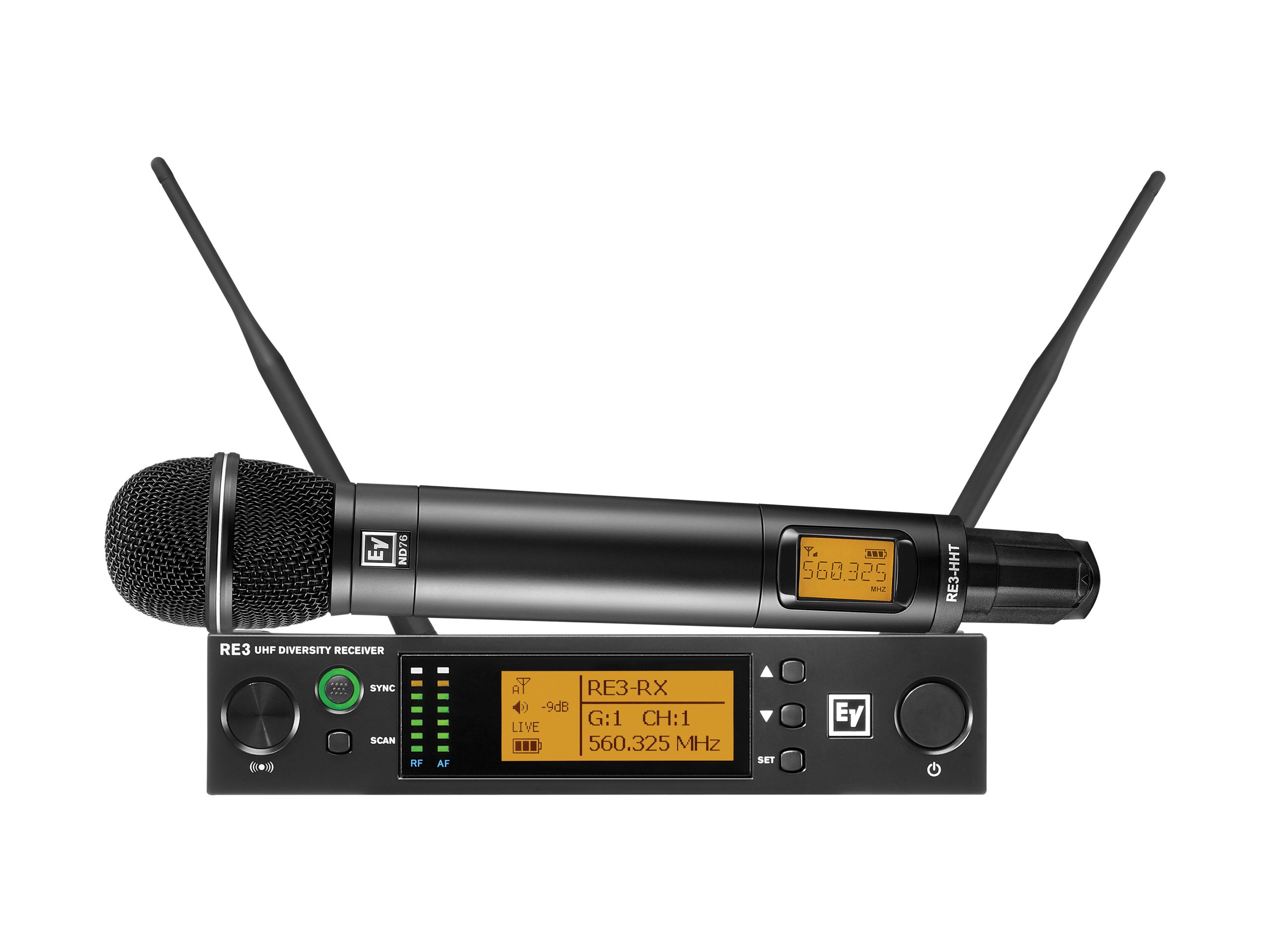 Electro-Voice RE3-ND76-5H Handheld Wireless Set ND76 Head 560-596 MHz 10mW/50mW Diversity Receiver - Image 3