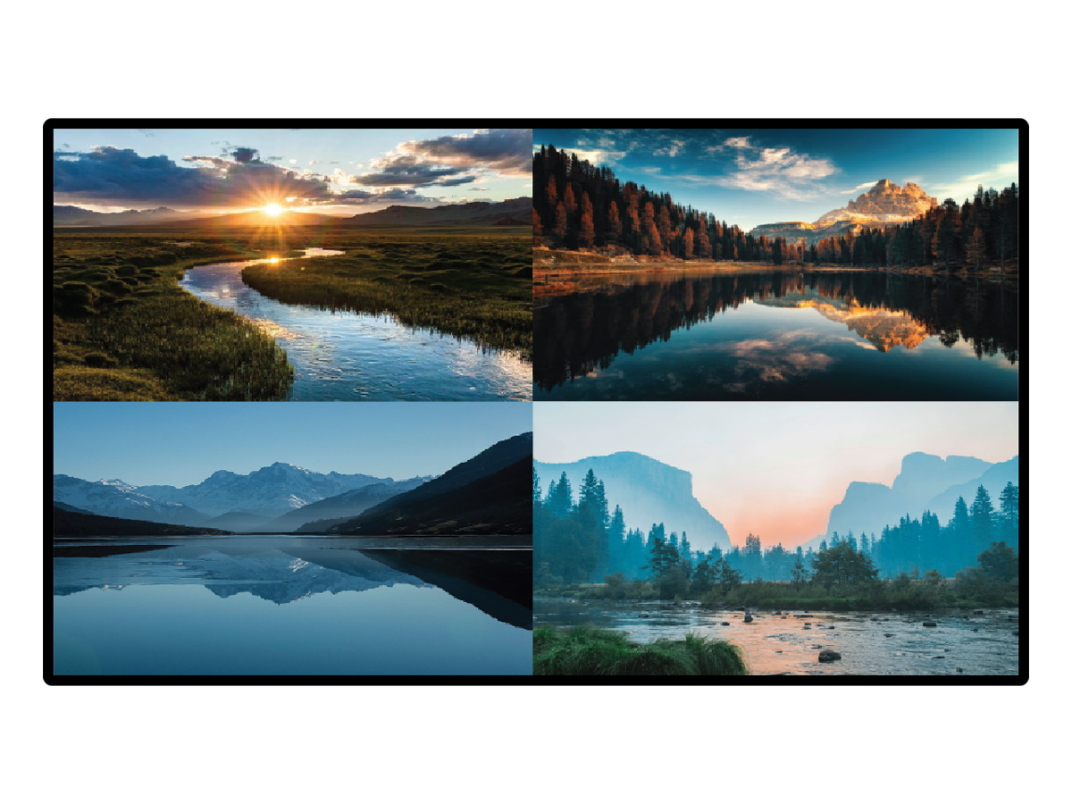 Hall Technologies HT-HV75-Q 75in 4K UHD 3840x2160 60Hz 2x2 Quad-View Display / 4x HDMI / Speakers