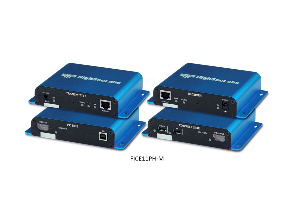 High Sec Labs FICE11PH-M HDBaseT DP/HDMI Secure Copper KVM Isolator Pair Tx/Rx 100m 4K30Hz