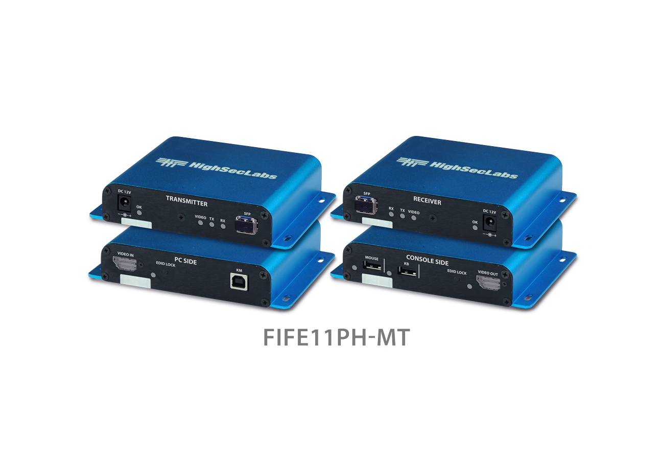 High Sec Labs FIFE11PH-MT DPHDMI Secure Tempest Fiber Extended KVM Isolator for 10KM 4K 30hz