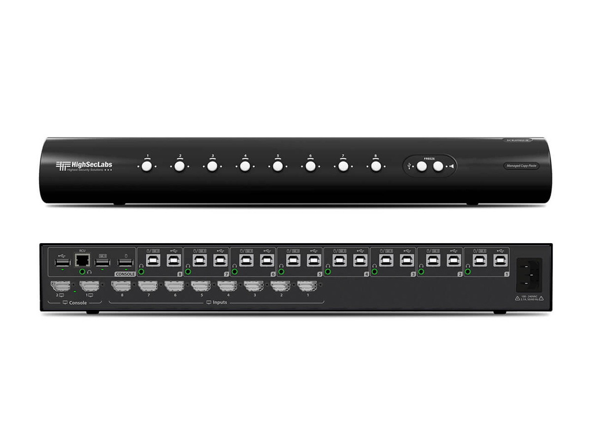 High Sec Labs SC82PHU-N 8x2 DisplayPort/HDMI KVM Combiner Dual Display USB 2.0 / Analog Audio / 4K