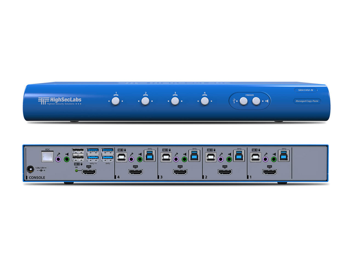 High Sec Labs SK41HU-N 4-Port 4K HDMI KVM Switcher / USB 3.0 / HDMI 1.4 / Audio / Mic