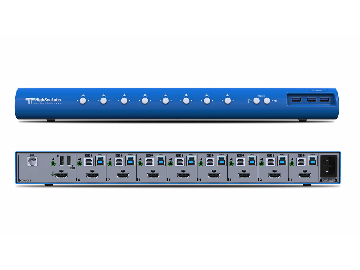 High Sec Labs SK81HU-N 8-Port HDMI 4K30 3840x2160 KVM switcher USB 3.0 / Audio / Mic / Copy-Paste