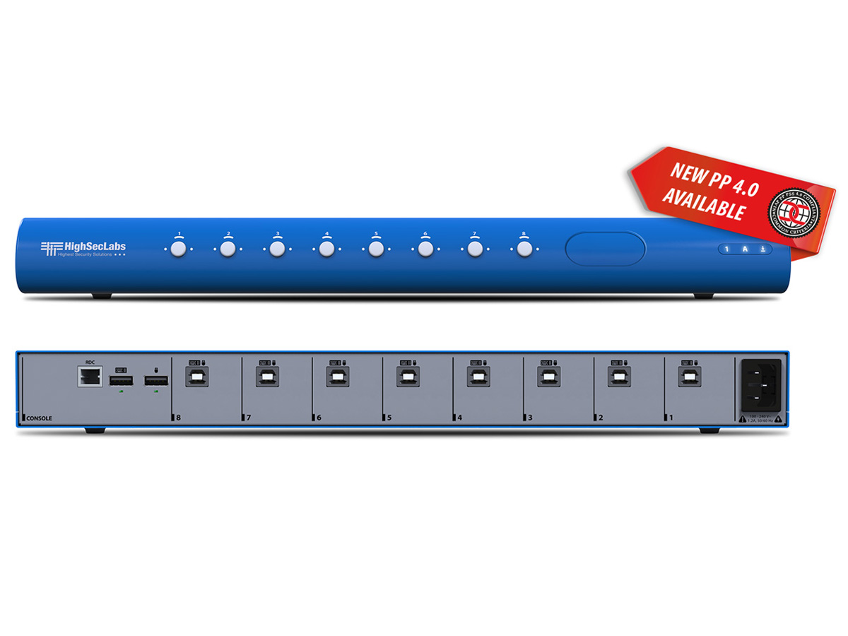 High Sec Labs SM80N-4 Secure 8-Port KM Switcher PP4.0 / CAC Port / Audio / Multi-Display
