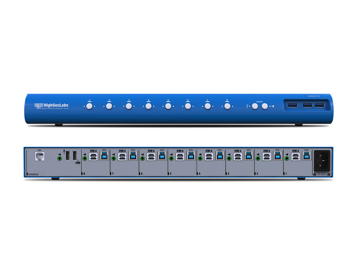 High Sec Labs SM80NU-N 8-Port KM KVM Switcher USB 3.0 / Audio / Clipboard File Transfer / Multi-Display