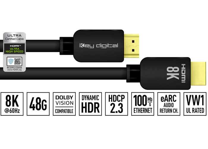 Key Digital KD-Pro8K6BX Ultra High-Speed HDMI Cable 8K 60Hz 48Gbps 6ft HDCP 2.3 Dynamic HDR - Image 2