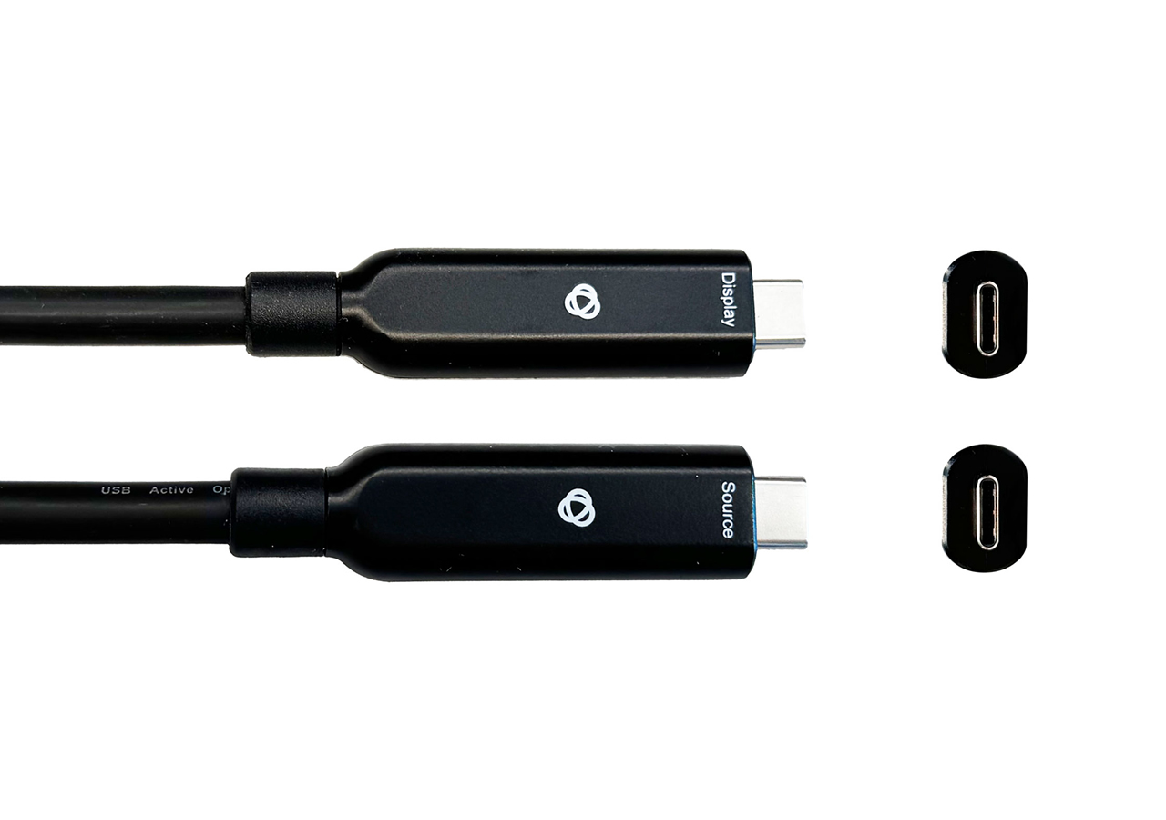 Kramer CLS-AOCU32/FF-25 USB-C 10Gbps Active AOC Hybrid Cable 4K@60 / 100W / K-Lock / 25ft - Image 2