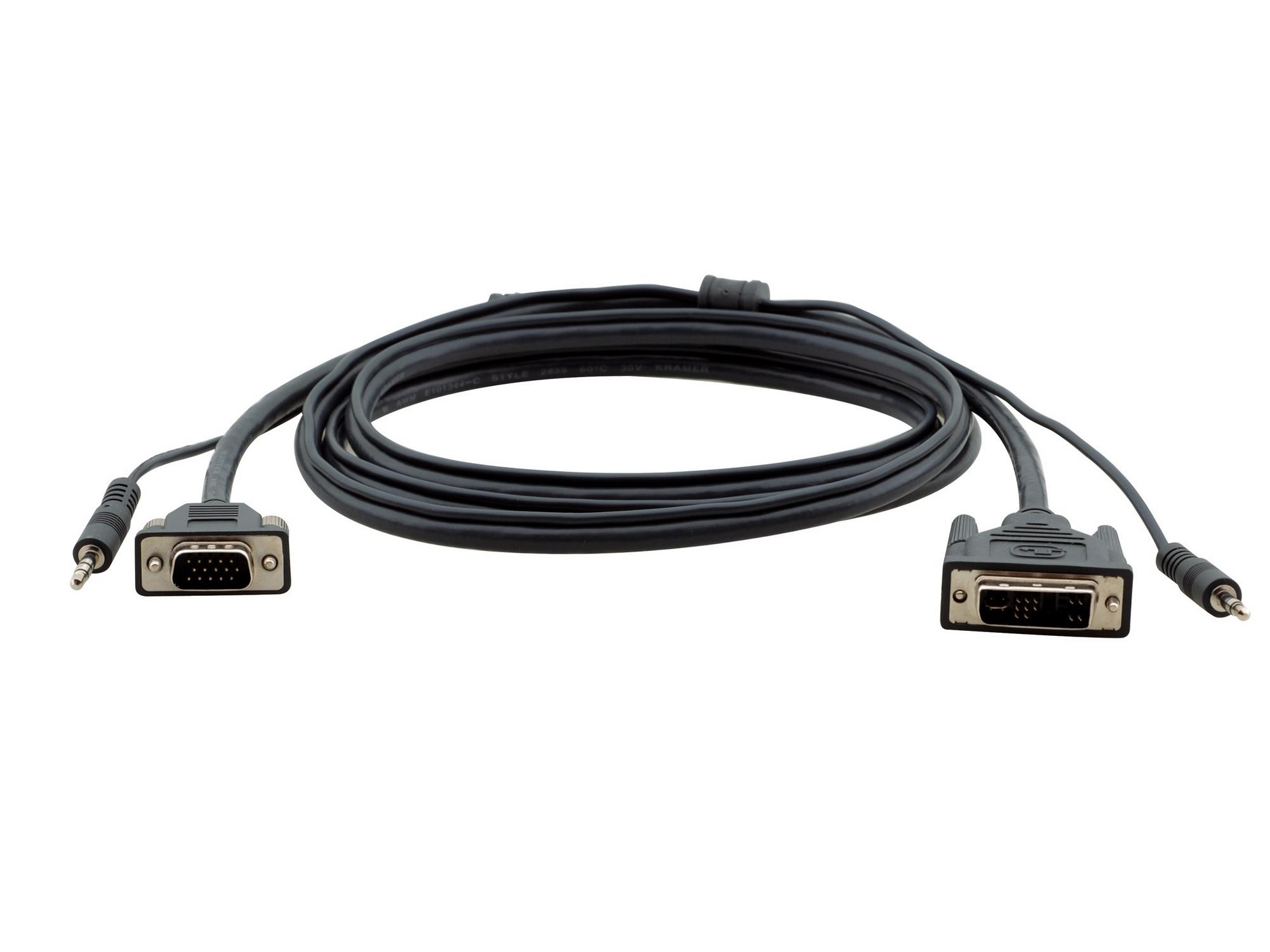 Kramer C-MDMA/MGMA-15 15-pin HD to DVI and 3.5mm Stereo Audio Cable 15ft
