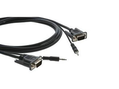 Kramer C-MGMA/MGMA-10 15-Pin (M) to 15-Pin (M) + 3.5mm Micro VGA Cable – 10ft