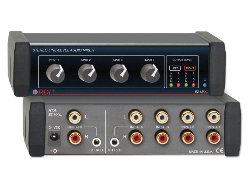 RDL EZ-MX4L 4X1 Stereo Line-Level Audio Mixer