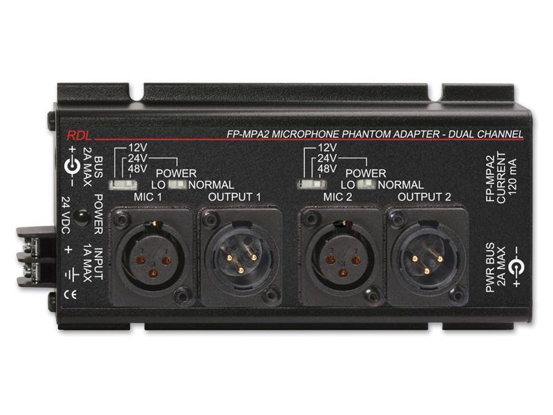 RDL FP-MPA2 Dual Mic Phantom Adapter 12V / 24V / 48V Selectable XLR Loop-Through