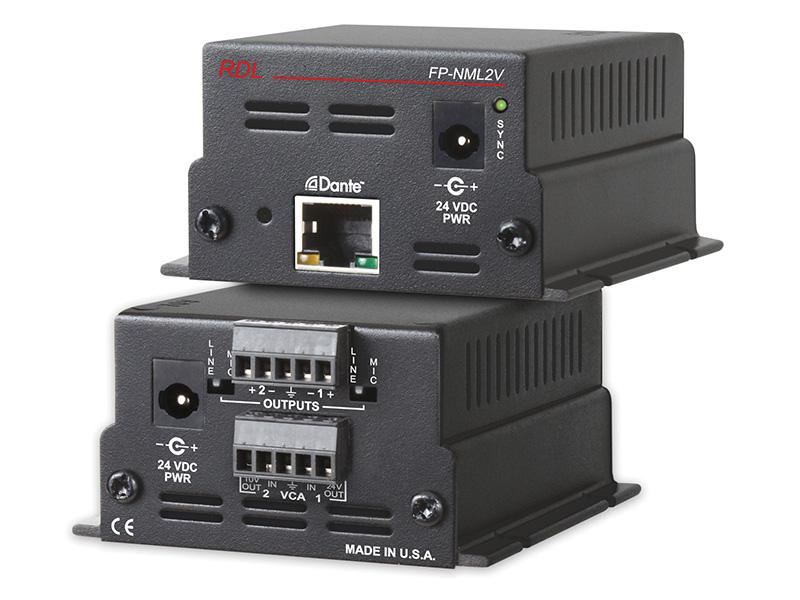 RDL FP-NML2V Dante Network to Mic/Line Interface / 2-Channel / VCA 0-10V Remote / Switchable Mic/Line