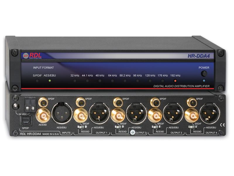 RDL HR-DDA4 1x4 Digital Audio Distributor AES/EBU / S/PDIF / AES-3ID Reclock 24-bit 192kHz