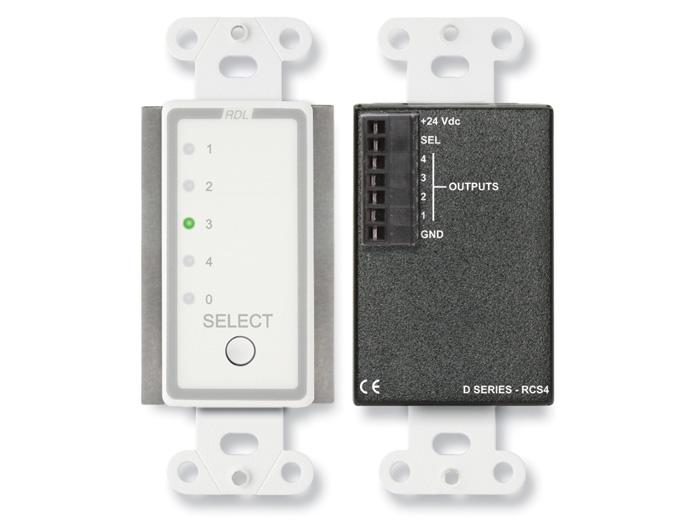 RDL D-RCS4 Remote Channel Selector 4-Channel Pushbutton / LED Indication / SEL Output