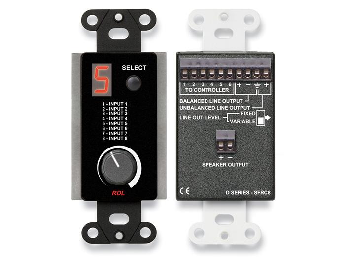 RDL DB-SFRC8 Room Control Station / 8-Source Selector / Volume Control / 3.5W Class D Amplifier