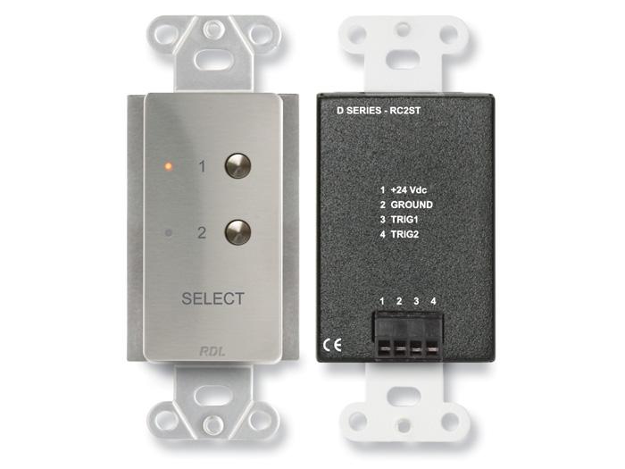 RDL DS-RC2ST 2-Channel Remote Control / Stainless Steel Faceplate / Pushbutton Select / LED Indicators / 24 Vdc