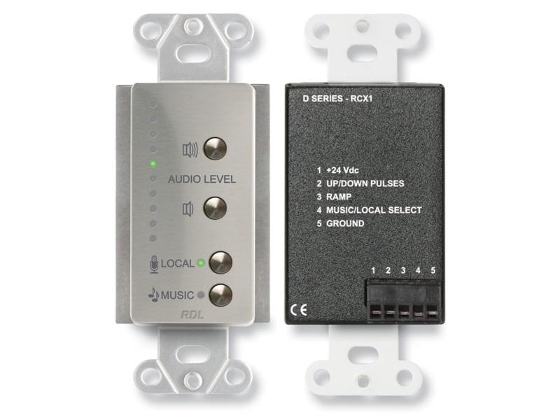 RDL DS-RCX1 Decora Stainless Room Control Panel / Pushbutton Volume Up Down / Music / Local Select / LED