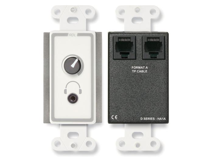 RDL D-HA1A Format-A Stereo Headphone Amplifier / RJ45 TP Input / 3.5mm Mini Jack
