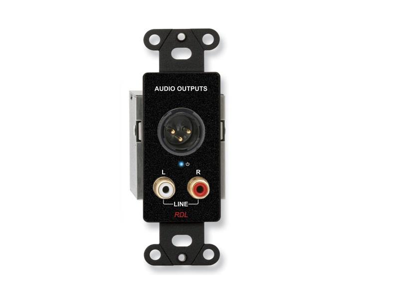RDL DB-TPR3A Active 3-Pair Format-A Audio Receiver / XLR Mic or Line Selectable / Stereo RCA / Black
