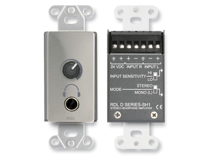 RDL DS-SH1 Stereo Headphone Amplifier Decora Panel User Level Control Stainless Steel