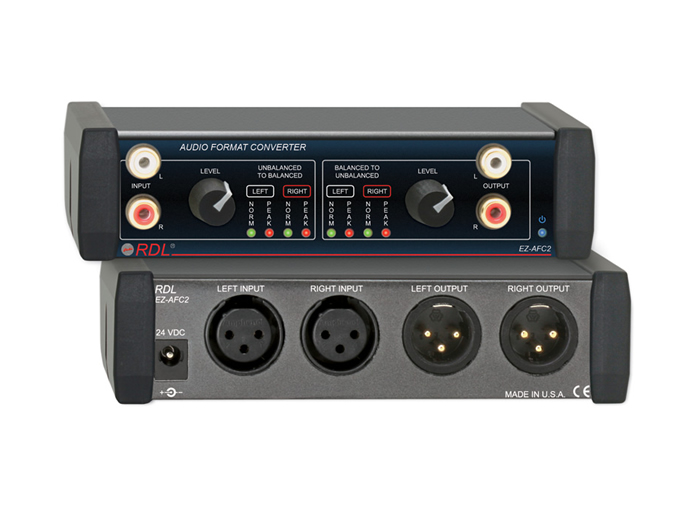 RDL EZ-AFC2X Stereo Bi-Directional Audio Converter / RCA to XLR / Level Controls / Dual LED VU