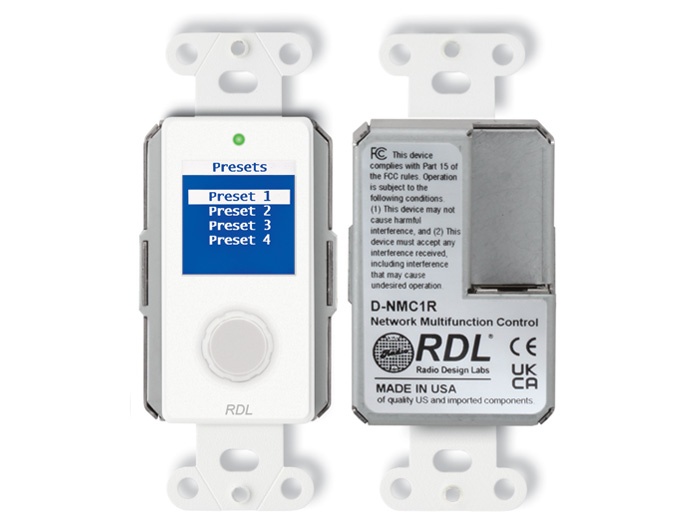 RDL D-NMC1R Rotary Network Remote Control / Color LCD / PoE / Dante Presets / Bluetooth Control