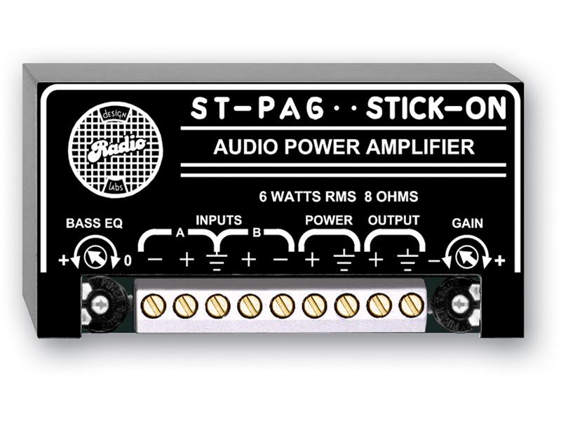 RDL ST-PA6 6 Watt Audio Power Amplifier / Balanced Inputs / 2-Input Mixer / 8 Ohm RMS