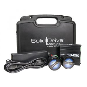 Soliddrive SD-1DESKTOP-250-PAIR Desktop Transducer Kit / 50W Stereo Mini Amplifier / Dual Surface Transducers / Silicone Backing