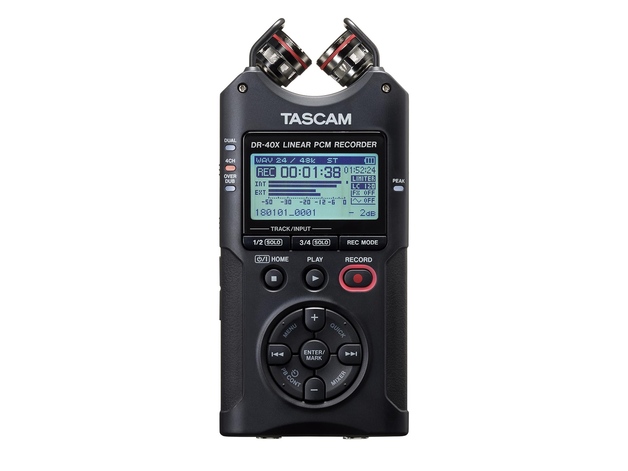 TASCAM DR-40XP Portable Four-Track Digital Audio Recorder / USB Audio Interface / AB XY Mics / Dual-Level